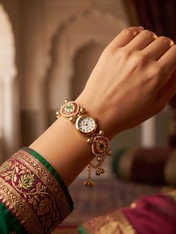 NUI - Red Gold Plated Kashmiri Watch Bracelet with Ghunghroo