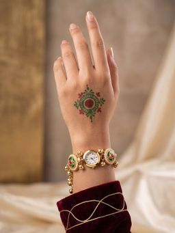 NUI - Green Gold Plated Kashmiri Watch Bracelet with Ghunghroo