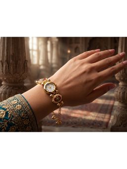 NUI - Red Gold Plated Kashmiri Watch Bracelet with Ghunghroo