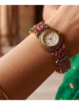 NUI - Multi-Colour Gold Plated Kashmiri Watch Bracelet