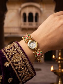 NUI - Multi-Colour Gold Plated Kashmiri Watch Bracelet
