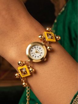 NUI - Yellow Gold Plated Kashmiri Watch Bracelet