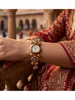 NUI - Multi-Colour Gold Plated Kashmiri Watch Bracelet
