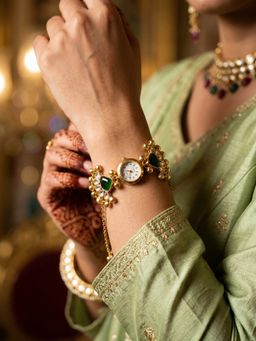 NUI - Multi-Colour Gold Plated Kashmiri Watch Bracelet