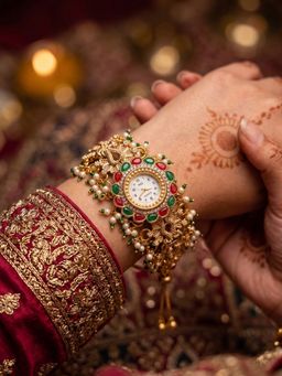 NUI - Multi-Colour Gold Plated Kashmiri Watch Bracelet