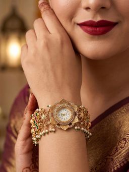 NUI - Multi-Colour Gold Plated Kashmiri Watch Bracelet