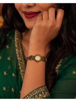 NUI - Multi-Colour Gold Plated Traditional Wrist Watch Bracelet
