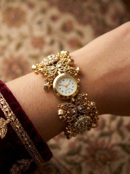 NUI - Off White Gold Plated Kashmiri Watch Bracelet