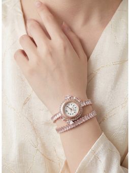 NUI - White Rose Gold Plated Wrist Watch Bracelet