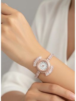 NUI - White Rose Gold Plated Wrist Watch Bracelet