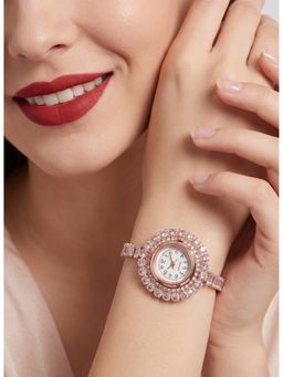 NUI - White Rose Gold Plated Wrist Watch Bracelet