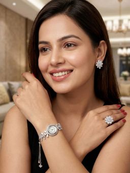 NUI - White Silver Plated Jewellery Set