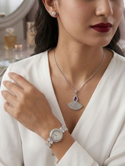 NUI - White Silver Plated Jewellery Set