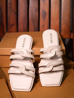Devano - Cream Twin Strap Flats