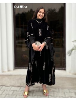 October - Black Velvet Chandi-Work Kaftan - Irene