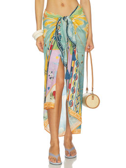 Agua Bendita - Marine Solstice Womens Wrap Tie-Up Sarong Multi-Color