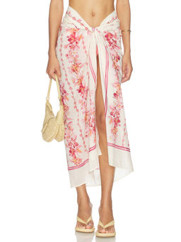 Agua by Agua Bendita - Lavanda Paro Womens Wrap-Tie Semi-Sheer Poplin Midi Skirt Multi-Color