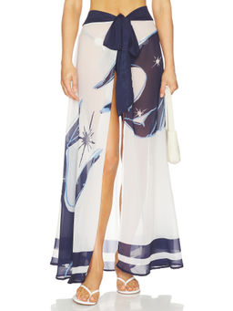 Ancora - Cori Womens Sheer Tie-Up Chiffon Swim Cover-Up Skirt Ivory