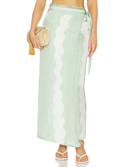 Ancora - Ciel Womens Satin Self Tie Swim Cover-Up Skirt Green