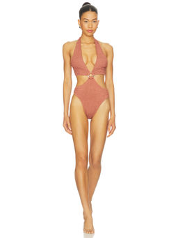 Bond Eye - Celeste Womens Halter Neck Cut-Out One-Piece Swimsuit Tan