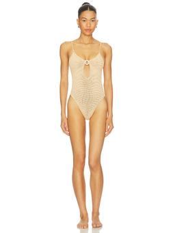 Bond Eye - Ring Arden Womens Unpadded Tie-Up One Piece Swimsuit Beige