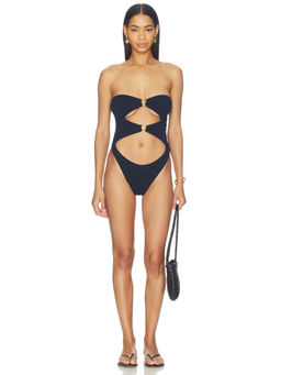 Bond Eye - Lark Womens Strapless Cut-Out One-Piece Swimsuit Black