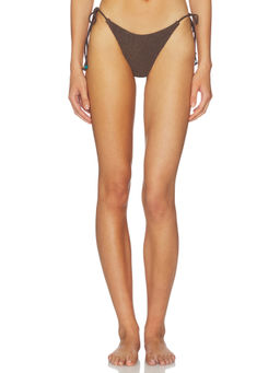 Bond Eye - Beaded Vista Womens Metallic Tie-Side Bikini Bottom Walnut