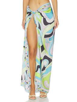 CINCIN - Long Scarf Womens Wrap Tie-Up Satin Swim Cover-Up Blue