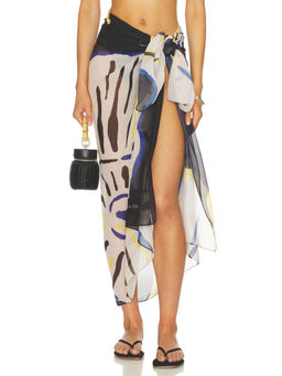 Cala de la Cruz - Luana Womens Semi-Sheer Self-Tie Sarong Calico