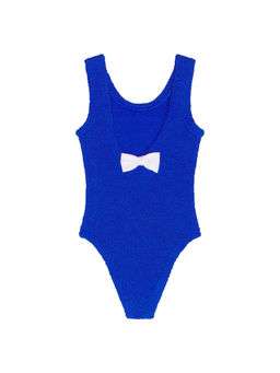Hunza G - Crinkle Stretch Womens Bow Detail One-Piece Swimsuit Blue