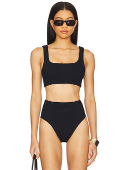 Hunza G - Crinkle Womens Unpadded Unwired Bikini Top Black