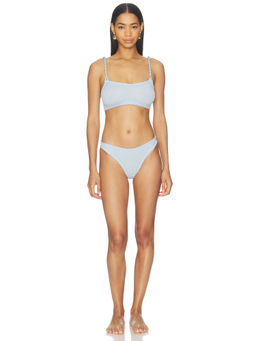 Hunza G - Phoebe Womens Crinkle Stretch Unpadded Bikini Set Metallic