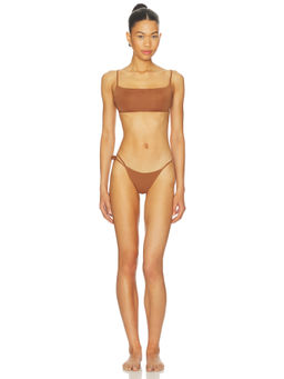 Maygel Coronel - Melo Womens Tie-Up Two Piece Bikini Set Cocoa Brown