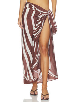 Seafolly - Coastline Womens Side Tie Striped Sarong Cocoa