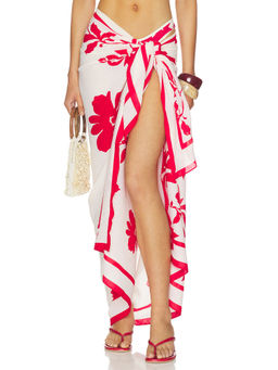 Seafolly - May Flower Womens Sheer Voile Wrap Tie Sarong Off White