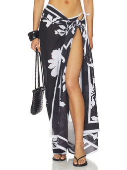 Seafolly - May Flower Womens Sheer Wrap Tie Sarong Black