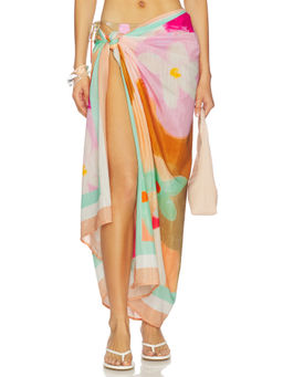 vitamin A - Samara Womens Wrap Tie-Up Linen Swim Cover-Up Multi-Color