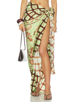 Verandah - Bemberg Womens Satin Wrap Tie-Up Swim Cover-Up Multi-Color