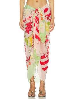 Verandah - Silk Cotton Womens Wrap Tie Swim Cover-Up Multi-Color