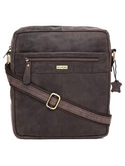 WILDHORN - Classic Genuine Leather Brown Solid Sling Bag for Men