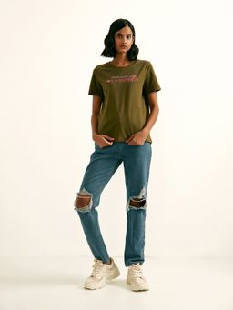 Cover Story - Olive Love Call Crop Tee
