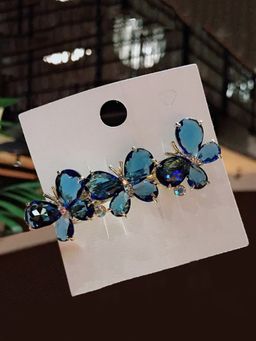Yellow Chimes - Hair Back Clips for Women Crystal Butterfly Hair Barrettes Metal Fancy French Clips