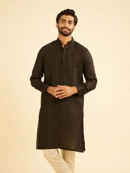 Manyavar - Elegant Black Linen Kurta For Men