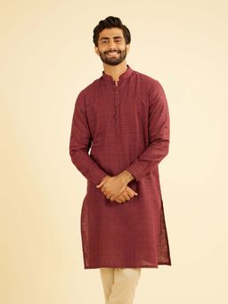 Manyavar - Vibrant Maroon Linen Kurta For Men