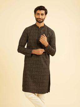 Manyavar - Mystic Black Elegance Cotton Kurta For Men