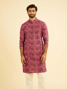 Manyavar - Regal Pink Cotton Kurta For Men