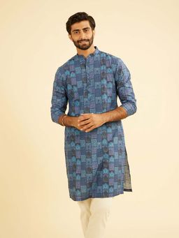 Manyavar - Blue Radiance Cotton Kurta For Men