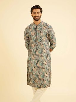 Manyavar - Teal Blue Vibrancy Kurta For Men