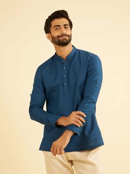 Manyavar - Teal Soiree Short Kurta For Men