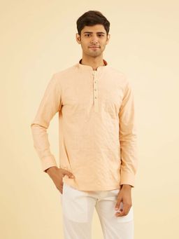 Manyavar - Gleaming Peach Short Kurta For Men